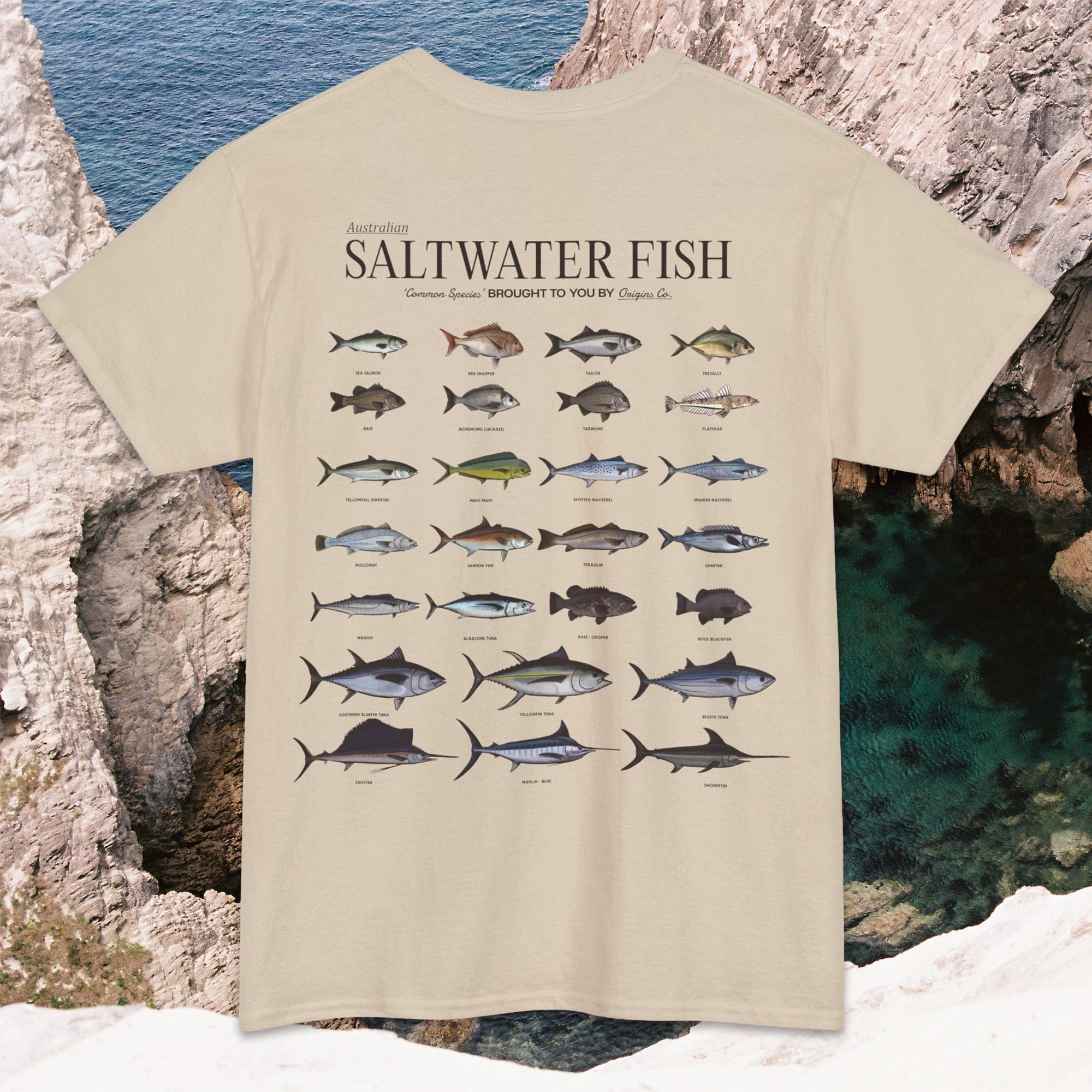 Saltwater fish species chart t-shirt Australia, Australian fishing apparel, Marine fish identification shirt, Saltwater fishing graphic tee, Aussie saltwater fish t-shirt, Fishing species chart shirt Australia, Coastal fishing gear Australia, Ocean fish identification t-shirt, Saltwater fishing gifts Australia, Fishing lifestyle clothing Australia, Unique fishing shirts Australia, Great Barrier Reef fish t-shirt, Fishing enthusiast apparel Australia, Saltwater angler shirt, Outdoor adventure fishing t-shirt