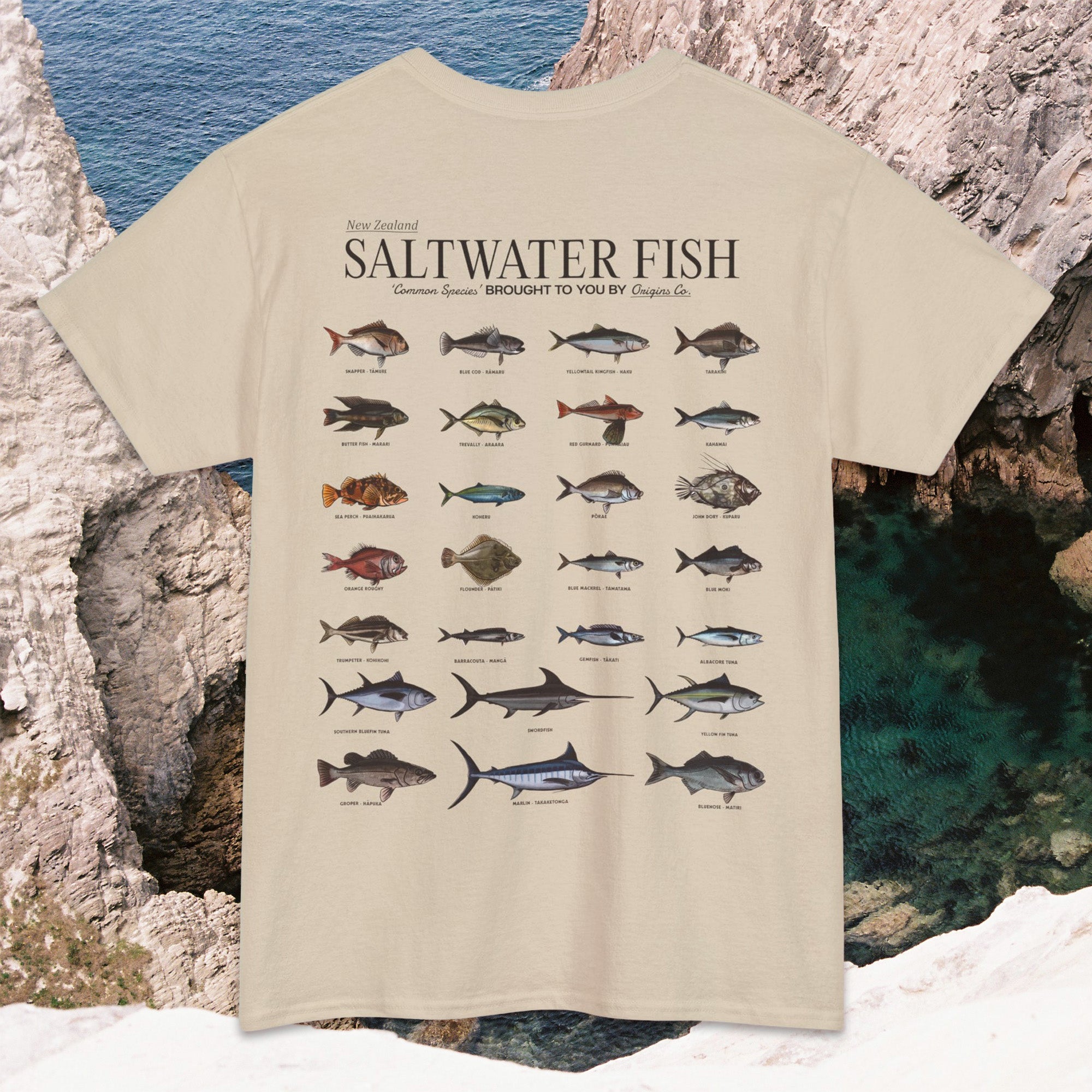 New Zealand saltwater fish t-shirt, NZ marine life apparel, Saltwater fish graphic tee, Ocean fish shirt New Zealand, Marine species t-shirt NZ, New Zealand fishing shirt, Saltwater fish lover tee, Kiwis and marine life clothing, Fish species t-shirt NZ, New Zealand sea life apparel, Ocean-themed t-shirt NZ, Saltwater fish conservation shirt, Unique NZ fish t-shirt, Marine wildlife graphic tee, Coastal living apparel NZ, origins t-shirt. 