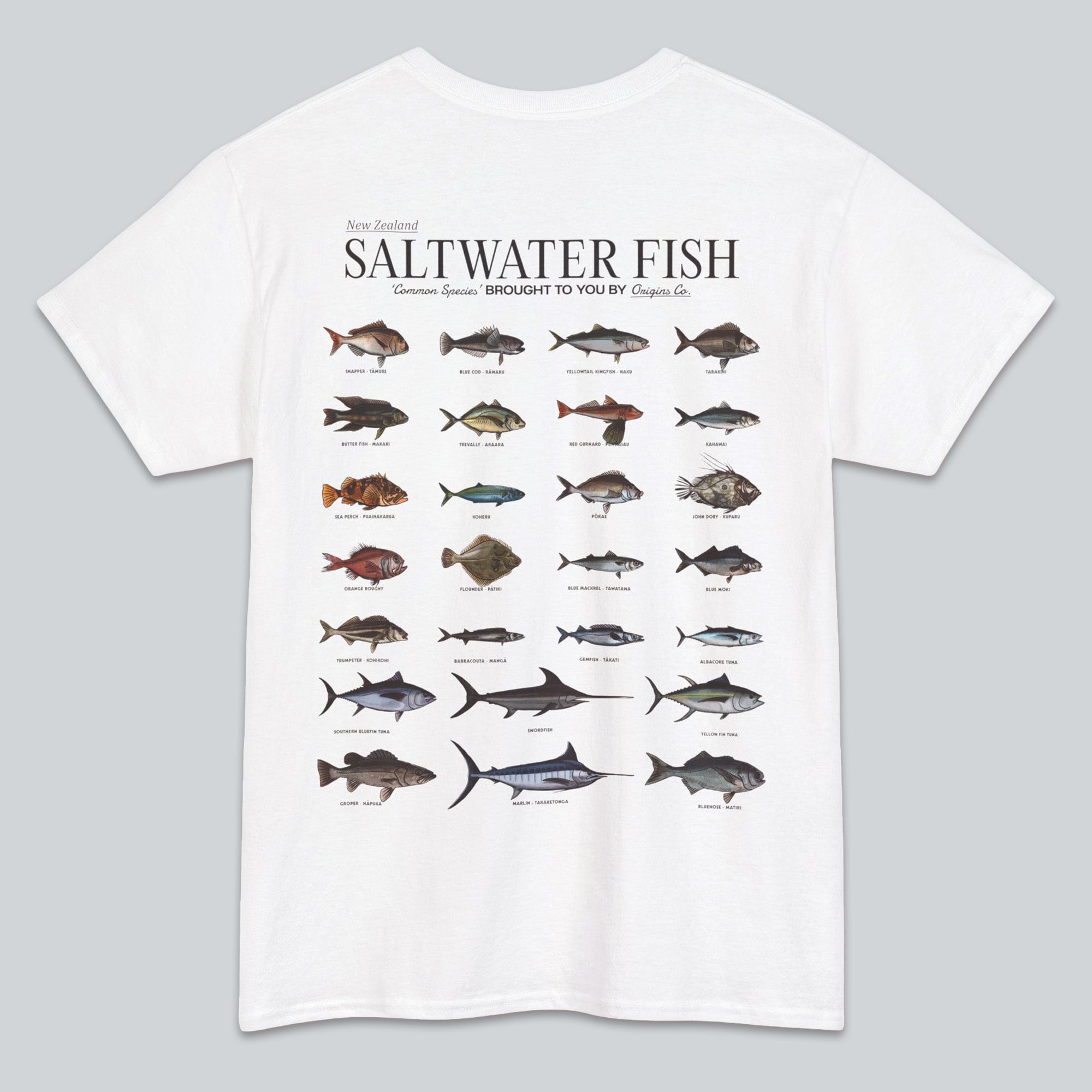 New Zealand saltwater fish t-shirt, NZ marine life apparel, Saltwater fish graphic tee, Ocean fish shirt New Zealand, Marine species t-shirt NZ, New Zealand fishing shirt, Saltwater fish lover tee, Kiwis and marine life clothing, Fish species t-shirt NZ, New Zealand sea life apparel, Ocean-themed t-shirt NZ, Saltwater fish conservation shirt, Unique NZ fish t-shirt, Marine wildlife graphic tee, Coastal living apparel NZ, origins t-shirt. 