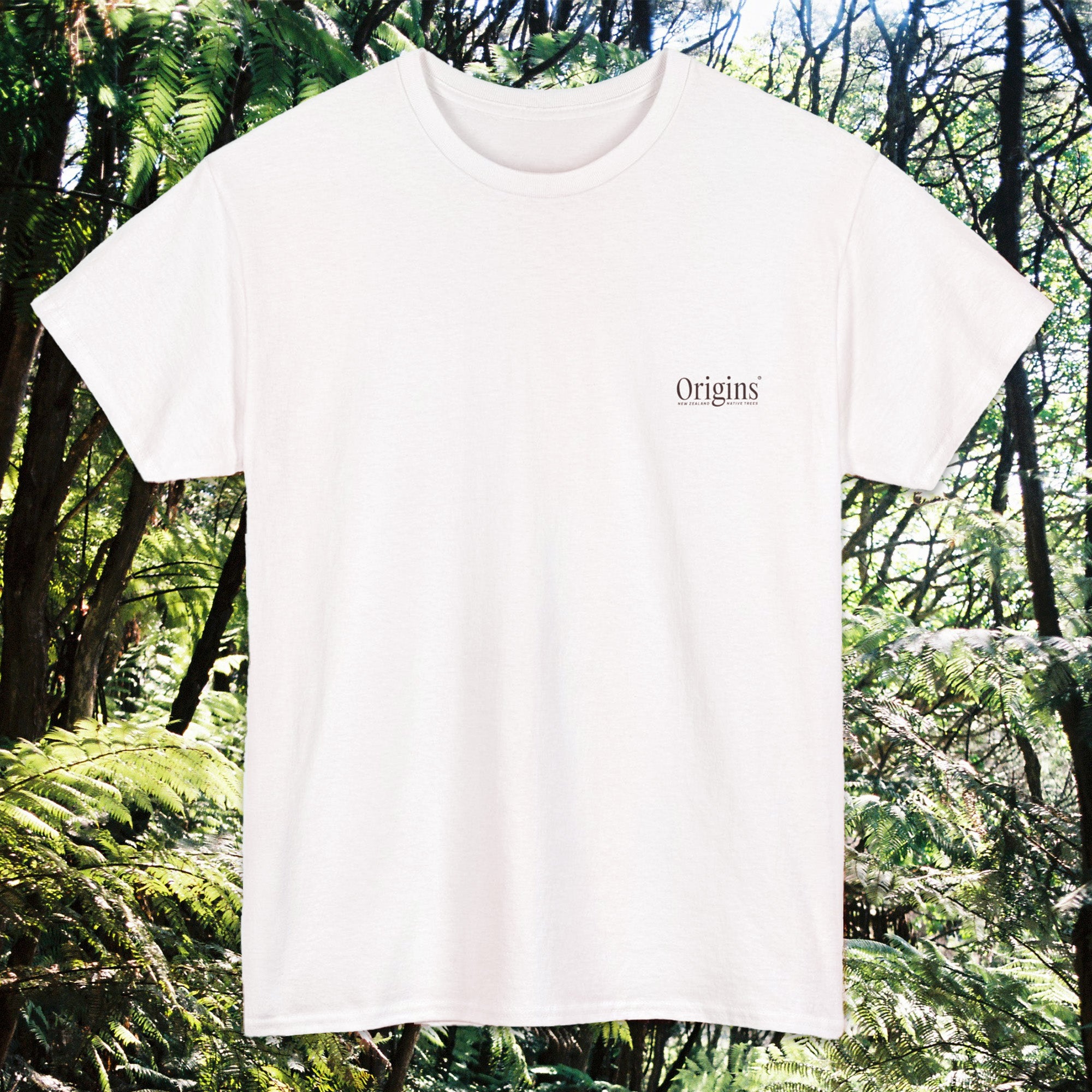 New Zealand native trees t-shirt, NZ kauri tree tee, New Zealand pōhutukawa apparel, NZ rimu graphic shirt, native flora of NZ t-shirt, New Zealand tōtara tree shirt, eco-friendly NZ nature tee, NZ forest-inspired clothing, New Zealand mānuka shirt, native trees of NZ tee, sustainable NZ tree apparel, New Zealand flora graphic tee, NZ wilderness clothing, native tree species t-shirt, New Zealand natural heritage shirt, Origins T-shirts.